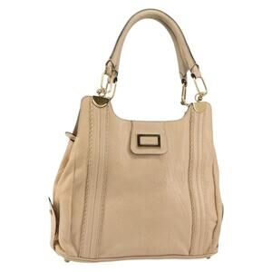 Chloe Tote Bag Leather Beige Gold Auth bs31516